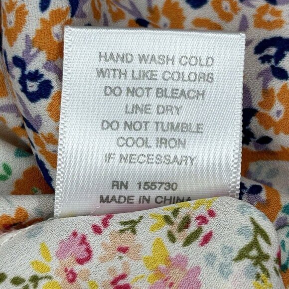 Rose+Olive Top 1X Patchwork Print Orange Pink Floral Boho Smocking Drape Light - Picture 7 of 14